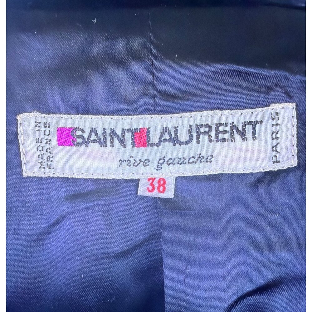 Saint Laurent Womens Gray Wool Button-Up Jacket Gold Accent Pockets Size 38 - Picture 4 of 11